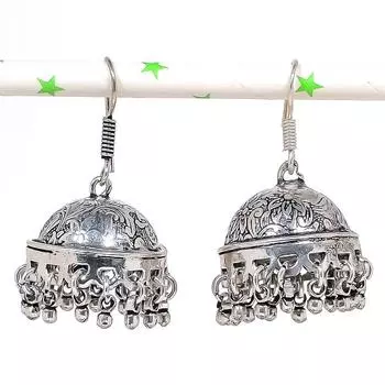 Серьги из серебра с натуральным индийским драгоценным камнем Jhumki Trial Bali 1,81 дюйма l9I76