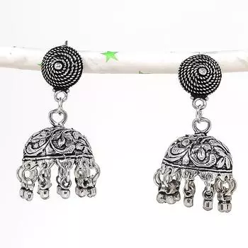 Natural Indian Look Jhumki Gemstone Silver Tribal Bali Earring 1.50 b1V68