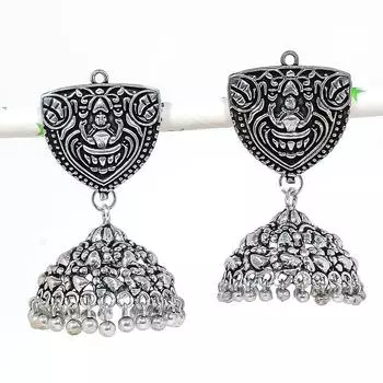 Natural Indian Look Jhumki Gemstone Silver Tribal Bali Earring 2.09 j7K25