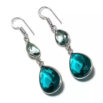 Natural Indicolite Tourmaline 925 Sterling Silver Jewelry Earring 2.21 R7o34