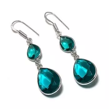 Natural Indicolite Tourmaline 925 Sterling Silver Jewelry Earring 2.17 q0q63
