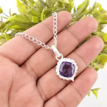 Natural Iolite Gemstone 925 Stamped Silver Jewelry Handmade Chain Pendant 1.50 PP-2-1