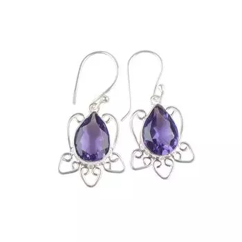 Natural Iolite Gemstone 925 Sterling Silver Elegant Jewelry Earrings For Wedding EE-40-7