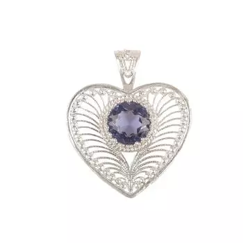 Natural Iolite Gemstone 925 Sterling Silver Jewelry Handmade Pendant 1.4 CP-15-6