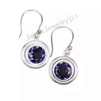Natural Iolite Gemstone 925 Sterling Silver Jewelry Handcrafted Earrings 1.40 EE-4-5