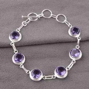 Natural Iolite Gemstone 925 Sterling Silver Jewelry Handmade Bracelet For Women RB-13-2