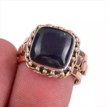 Natural Iolite Gemstone Two Tone 925 Sterling Silver Jewelry Ring Size 7 Y6F45