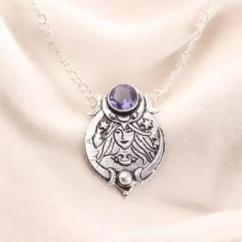 Natural Iolite Silver Necklace Pendant For Women s Gemstone Antique Pendant1.63 CP-22-15