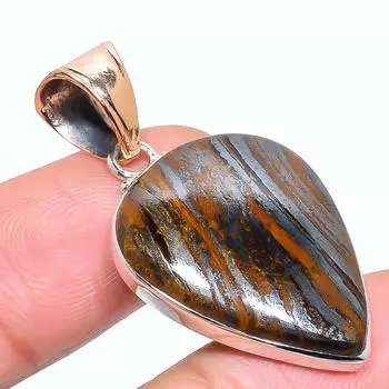 Natural Iron Tiger s Eye Gemstone 925 Solid Sterling Silver Pendant 1.73 I6F44