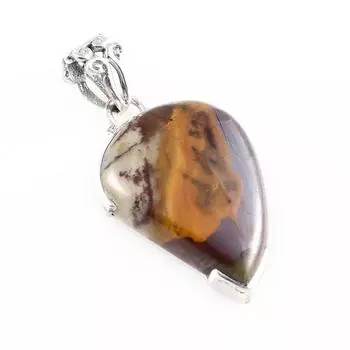 Natural Iron Tiger s Eye Gemstone 925 Solid Sterling Silver Pendant 1.6 A1m63