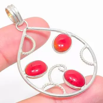 Подвеска из натурального итальянского красного коралла из стерлингового серебра 925 пробы 2,09 дюйма L9y80