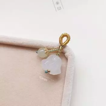 Natural Jade Lily Pendant Jinsi Jade Yellow Dragon Jade Ornament DIY Bracelet Small Sliding Clothing Overlapping-Weight Chinese Style Golden Jade Ring Pendant/White