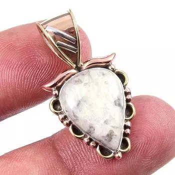 Natural Jasper Gemstone 925 Solid Sterling Silver Two Tone Pendant 1.25 k9d61