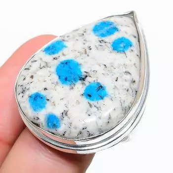 Natural K2 Azurite Gemstone Handmade 925 Sterling Silver Ring Size 8.5 h6k64