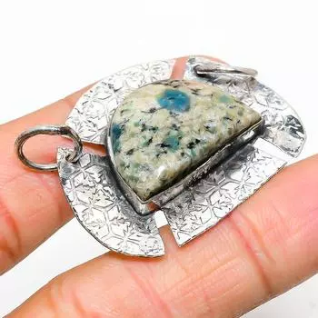 Natural K2 Blue Azurite Gemstone 925 Sterling Silver Gift Pendant 1.34 J4e18