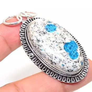 Natural K2 Blue Azurite Gemstone 925 Sterling Silver Gift Pendant 2.40 c5P67
