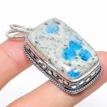 Natural K2 Blue Azurite Gemstone 925 Sterling Silver Gift Pendant 1.89 o5O75