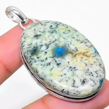 Natural K2 Blue Azurite Gemstone 925 Sterling Silver Gift Pendant 2.29 Z9W87
