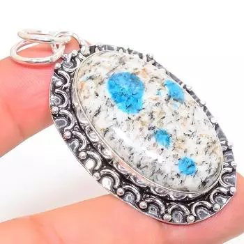 Natural K2 Blue Azurite Gemstone 925 Sterling Silver Gift Pendant 2.32 l5E13