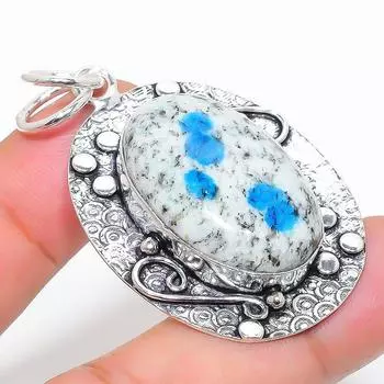 Natural K2 Blue Azurite Gemstone 925 Sterling Silver Gift Pendant 1.97 O7D61
