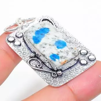 Natural K2 Blue Azurite Gemstone 925 Sterling Silver Gift Pendant 2.13 z5F43