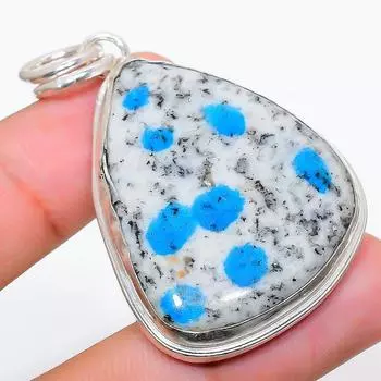 Natural K2 Blue Azurite Gemstone 925 Sterling Silver Gift Pendant 2.09 O6v81