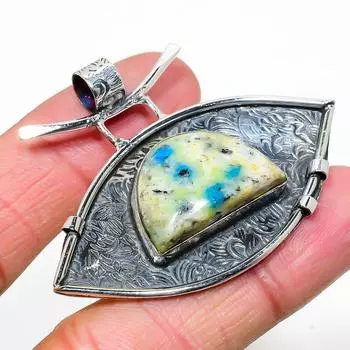 Natural K2 Blue Azurite Gemstone 925 Sterling Silver Gift Pendant 1.73 A7n26