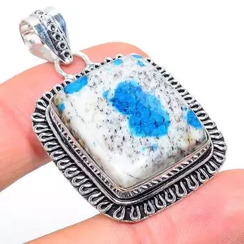 Natural K2 Blue Azurite Gemstone 925 Sterling Silver Gift Pendant 1.97 Y7B73