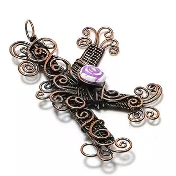 Natural K Look Gemstone Handmade Copper Wire Wrap Jewelry Pendant 3.23 O4k60