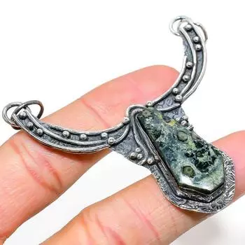 Подвеска из натурального камня камбаба яшма из стерлингового серебра 925 пробы 2,76 дюйма b1O00