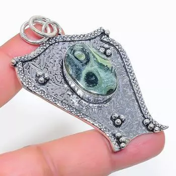 Подвеска из натурального камня камбаба яшма из стерлингового серебра 925 пробы 2,60 дюйма f9E46