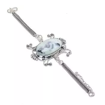 Браслет из серебра 925 пробы с натуральным камнеритом ручной работы 7-8 дюймов C8e07