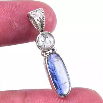 Natural Kyanite, Aquamarine 925 Solid Sterling Silver Jewelry Pendant 1.25 c8Z98