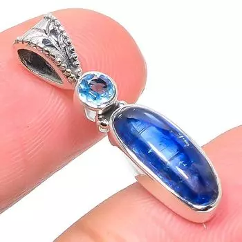 Natural Kyanite,Blue Topaz Gemstone 925 Solid Sterling Silver Pendant 1.10 k2u51