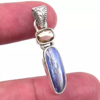 Natural Kyanite, Citrine 925 Solid Sterling Silver Jewelry Pendant 1.50 S2J14
