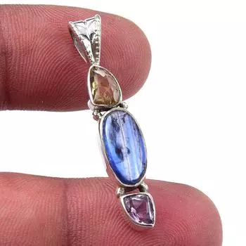 Natural Kyanite, Citrine 925 Solid Sterling Silver Jewelry Pendant 1.50 s3i69