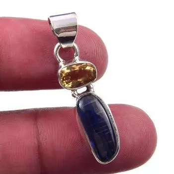 Natural Kyanite, Citrine 925 Solid Sterling Silver Jewelry Pendant 1.25 P9C85