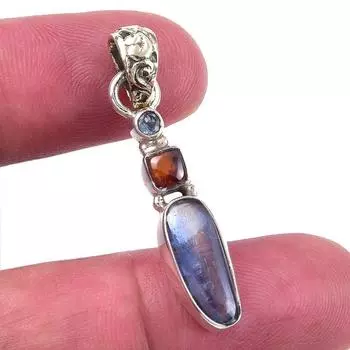 Natural Kyanite, Garnet 925 Solid Sterling Silver Jewelry Pendant 1.50 I0M73