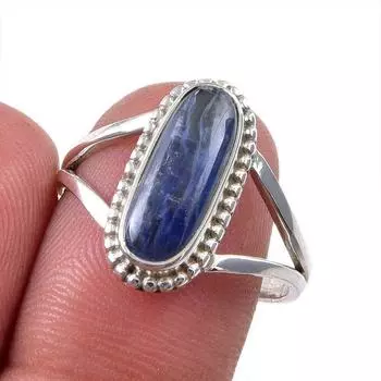 Natural Kyanite Gemstone 925 Solid Sterling Silver Jewelry Ring Size 8.5 W5g61