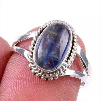 Natural Kyanite Gemstone 925 Solid Sterling Silver Jewelry Ring Size 6.5 P8b56