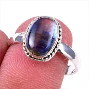 Natural Kyanite Gemstone 925 Solid Sterling Silver Jewelry Ring Size 8.5 K9Y03