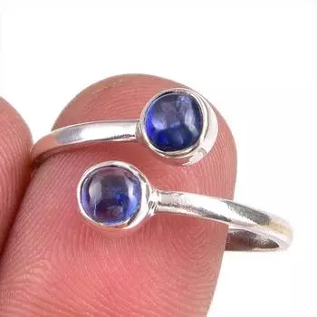 Natural Kyanite Gemstone 925 Solid Sterling Silver Adjustable Ring Jewelry f5Q92