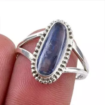 Natural Kyanite Gemstone 925 Solid Sterling Silver Jewelry Ring Size 7.5 E8h36
