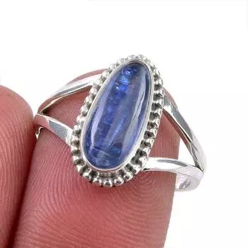 Natural Kyanite Gemstone 925 Solid Sterling Silver Jewelry Ring Size 7.5 O0W18