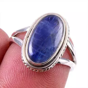 Natural Kyanite Gemstone Handmade 925 Solid Sterling Silver Gift Ring S.5 D3D73