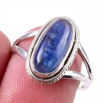 Natural Kyanite Gemstone Handmade 925 Solid Sterling Silver Gift Ring S.8 c0A05