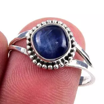 Natural Kyanite Gemstone Handmade 925 Solid Sterling Silver Ring Size 8 l8O84