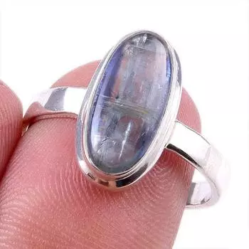 Natural Kyanite Gemstone Handmade 925 Solid Sterling Silver Gift Ring S.8 b1W41