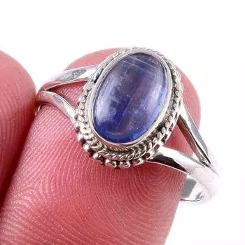 Natural Kyanite Gemstone Handmade 925 Solid Sterling Silver Gift Ring S.9 F6D64