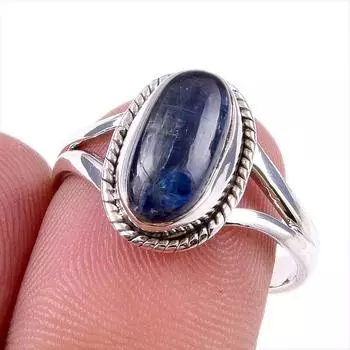 Natural Kyanite Gemstone Handmade 925 Solid Sterling Silver Gift Ring S.8 N9L61